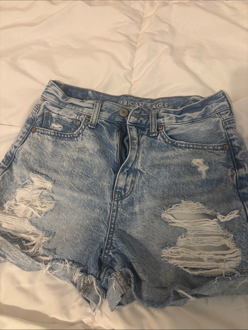 American Eagle Outfitters Light Blue Distressed Denim Cutoff Shorts